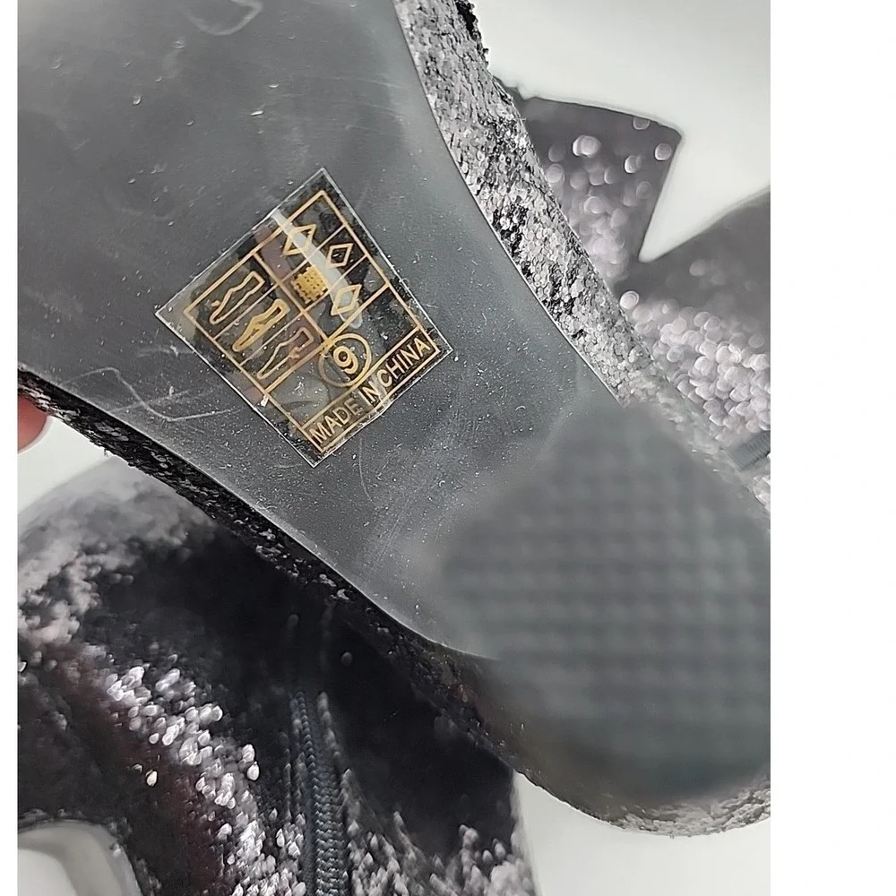 NWOB Women ELLIE Glitter Small Sequins Knee High Stilettos Heels SIZE 9 - Picture 7 of 8